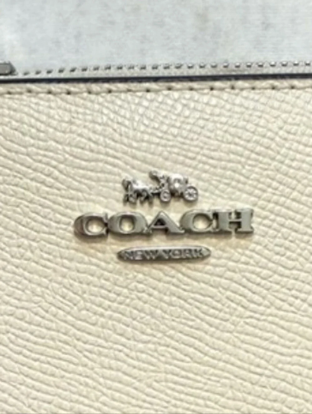 Coach Cream Refined Pebbled Leather Wallet